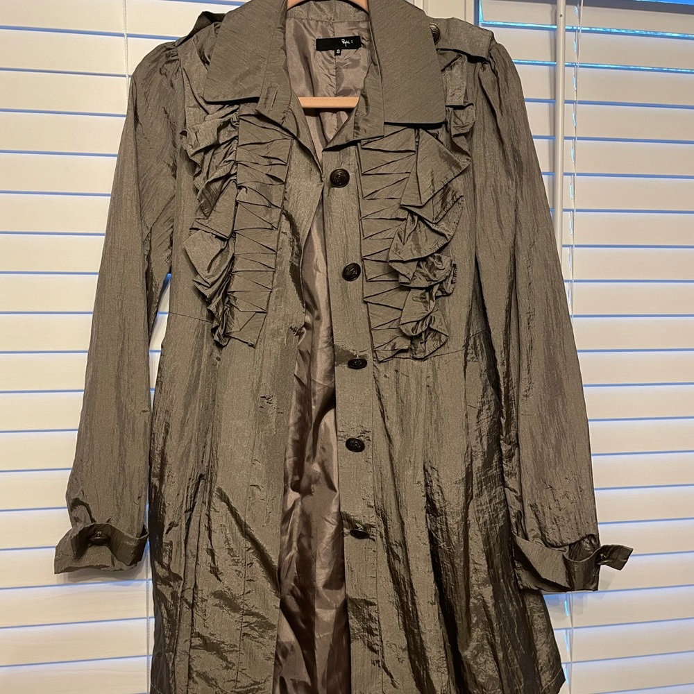 Women's Lightweight Mid length Trench Coat in Dove Gray color